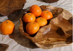 Fruteira Redonda em Madeira de Teca Lisa com 3 Secções - 30x5,5cm