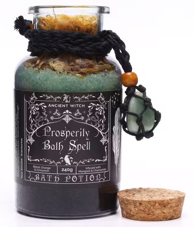Sal de Banho Ritual de Prosperidade com Amuleto de cristal de Aventurina (240 g)